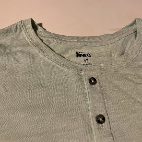 Lands' End Men's Slub Short Sleeve Henley - Size XXL, Aqua Breeze - Picture 2 of 4